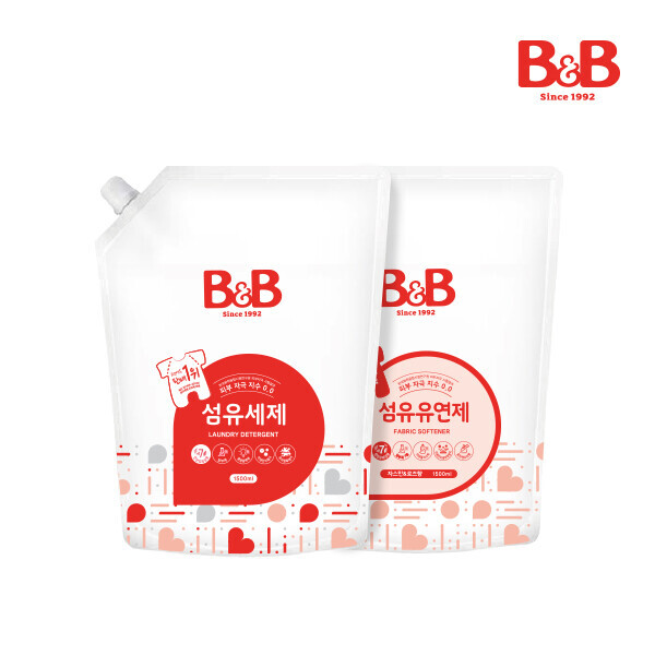 메디앙스 공식몰 아이맘,비앤비 섬유세제1500ml(캡리필)+섬유유연제(자스민)1500ml(캡리필)