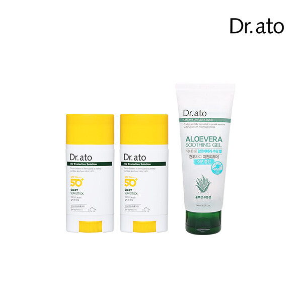 메디앙스 공식몰 아이맘,닥터아토 실키 선 스틱 15gX2개+알로에 베라 수딩젤 150ml