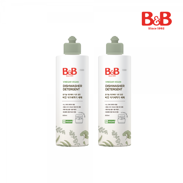 메디앙스 공식몰 아이맘,[800ml세제증정] 비앤비 비건 식기세척기 세제 500ml(용기)X2개입