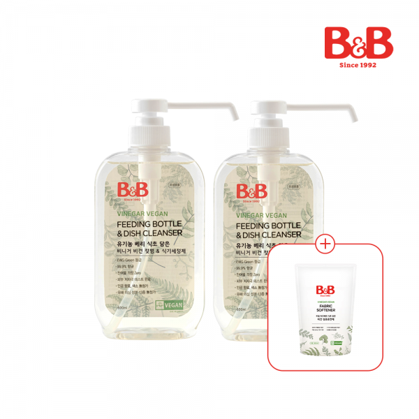 메디앙스 공식몰 아이맘,[800ml리필증정] 비앤비 비건젖병&식기세정제600ml(용기)X2개입