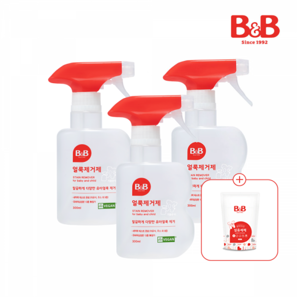 메디앙스 공식몰 아이맘,[800ml세제증정] 비앤비 비건 얼룩제거제300mlX3개입