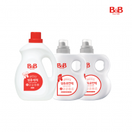 [클리어런스] 비앤비 섬유세제 3000ml 대용량+섬유유연제(베르가못)1800ml(용기)X2개